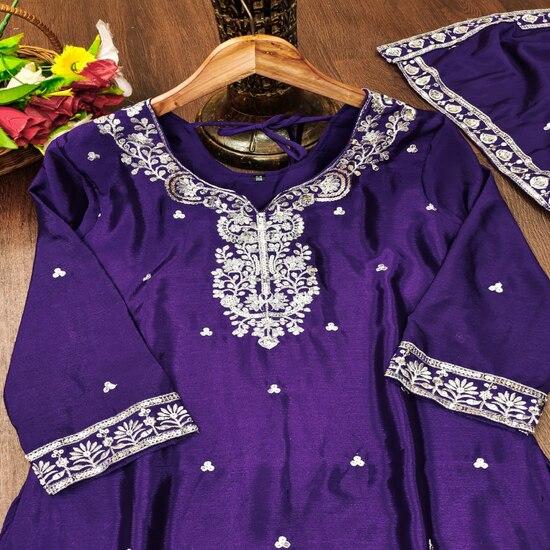 Majestic Purple Embroidered Lehenga Style Suit