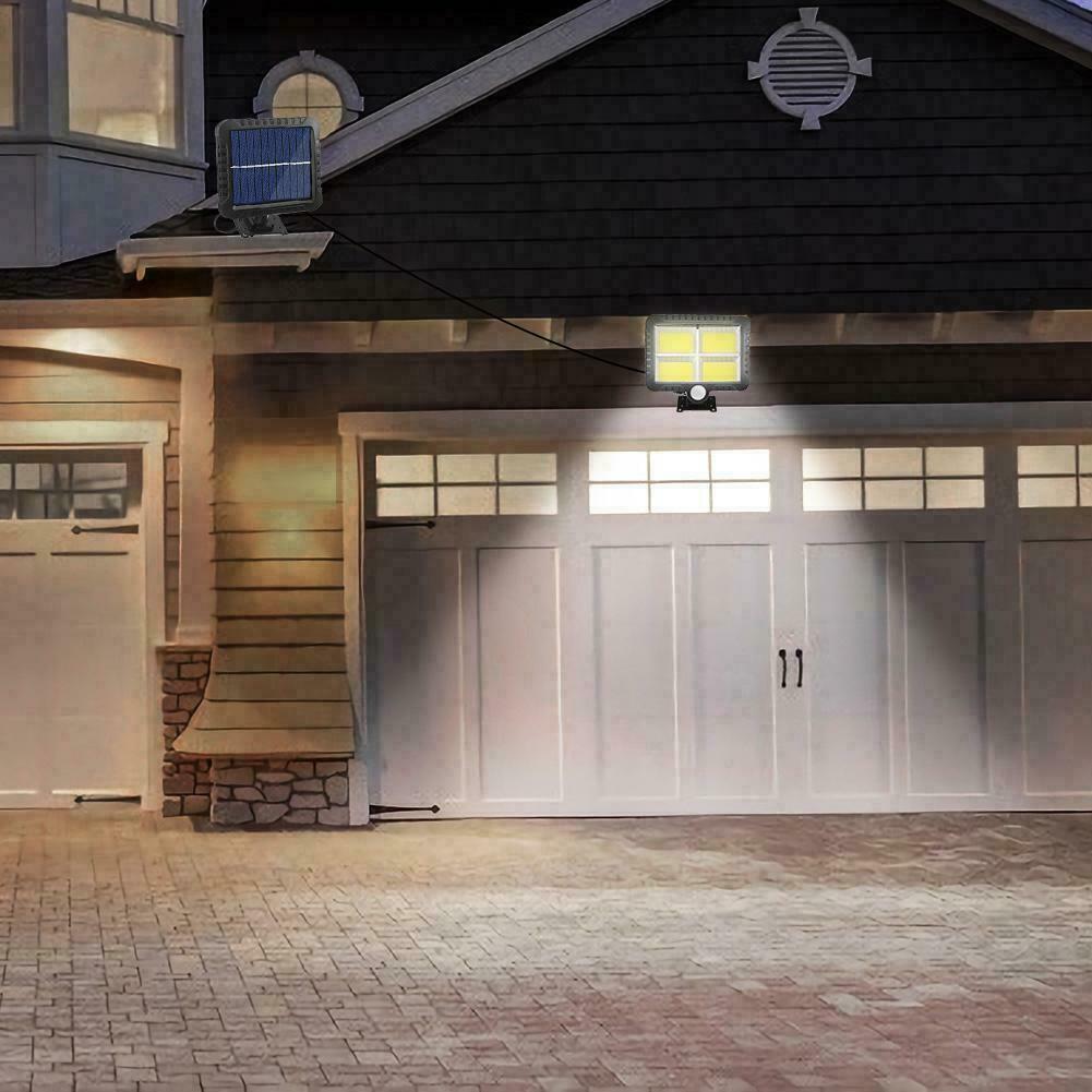 128 LED Solar Powered Outdoor Floodlight Wall Spotlight with Motion Detector