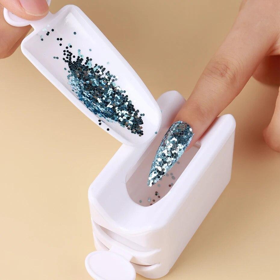 1PC Double Layer Nail Glitter Powder Recycle Box Nail Tool Dust Collector Sequin Rhinestone Container Holder Manicure Storage Case