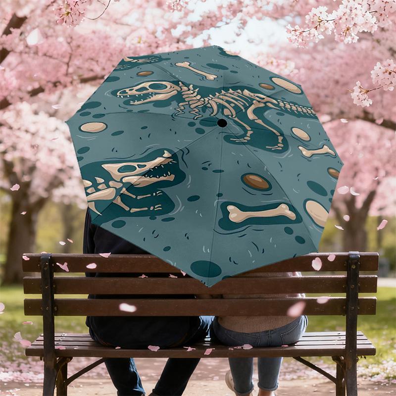 1PC Dinosaur Fossils Umbrella-8-Rib Reinforced Portable Folding Travel Suitable for All Seasons Outdoor Daily Use -J0341