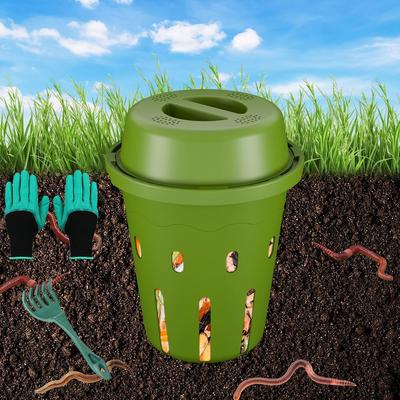 Outdoor Mini Underground Worm Composter BIN for Kids Beginners Garden Home Use Worm Farm Kit 28*24CM