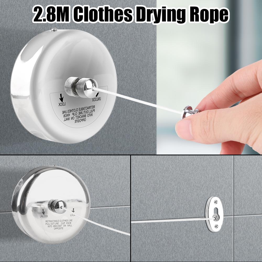 Portable Retractable Clotheslines Clothes Dryer Organiser Stainless Steel Clothes Drying Rack Rope Laundry Hanger Home Storage