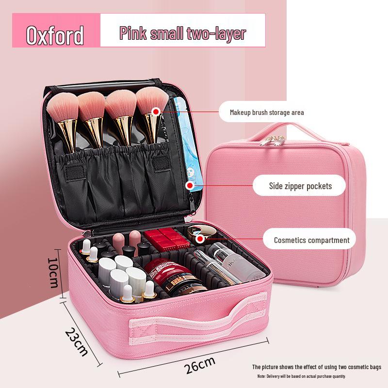 Professional Large Capacity Makeup & Nail Art Storage Box with Handheld Compartments