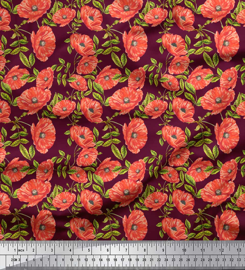 

Тканина Soimoi Blue Rayon Листя та квіткові принти на тканині шириною 56 дюймів 42 Inch Wide - Viscose Chiffon фіолетовий