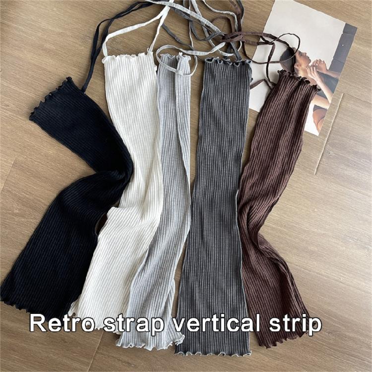 Women Japanese Ribbed Leggings Gaiters with Lace Up Bandage Aesthetic Ruffle Trim Thigh High Leg Warmers Footless Socks