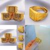 Unique Adjustable Open Square Ring For Men With Gold Plated Elegant Vintage Style