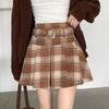 High-Waist Plaid Wool Mini Skirt: 2025 Retro A-Line Pleated Style