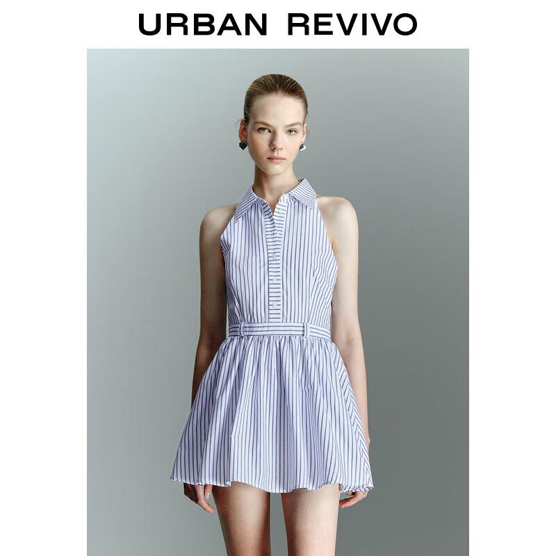 

UR 2025 Spring Women s College Style Color Block Stripe Mini Dress XL