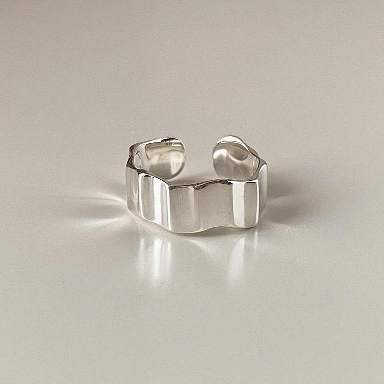 925 Sterling Silver Fold Smooth Surface Adjustable Rings For Women Wedding Engagement Luxury Jewelry Accessories Wholesale
