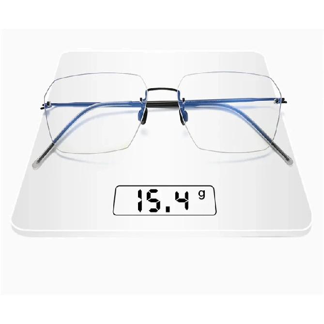 Denmark Brand Polygon Rimless Glasses Frame Men Women 2128 Fashion Frameless Oversize Eyeglasses Pure Titanium Ultralight Gafas