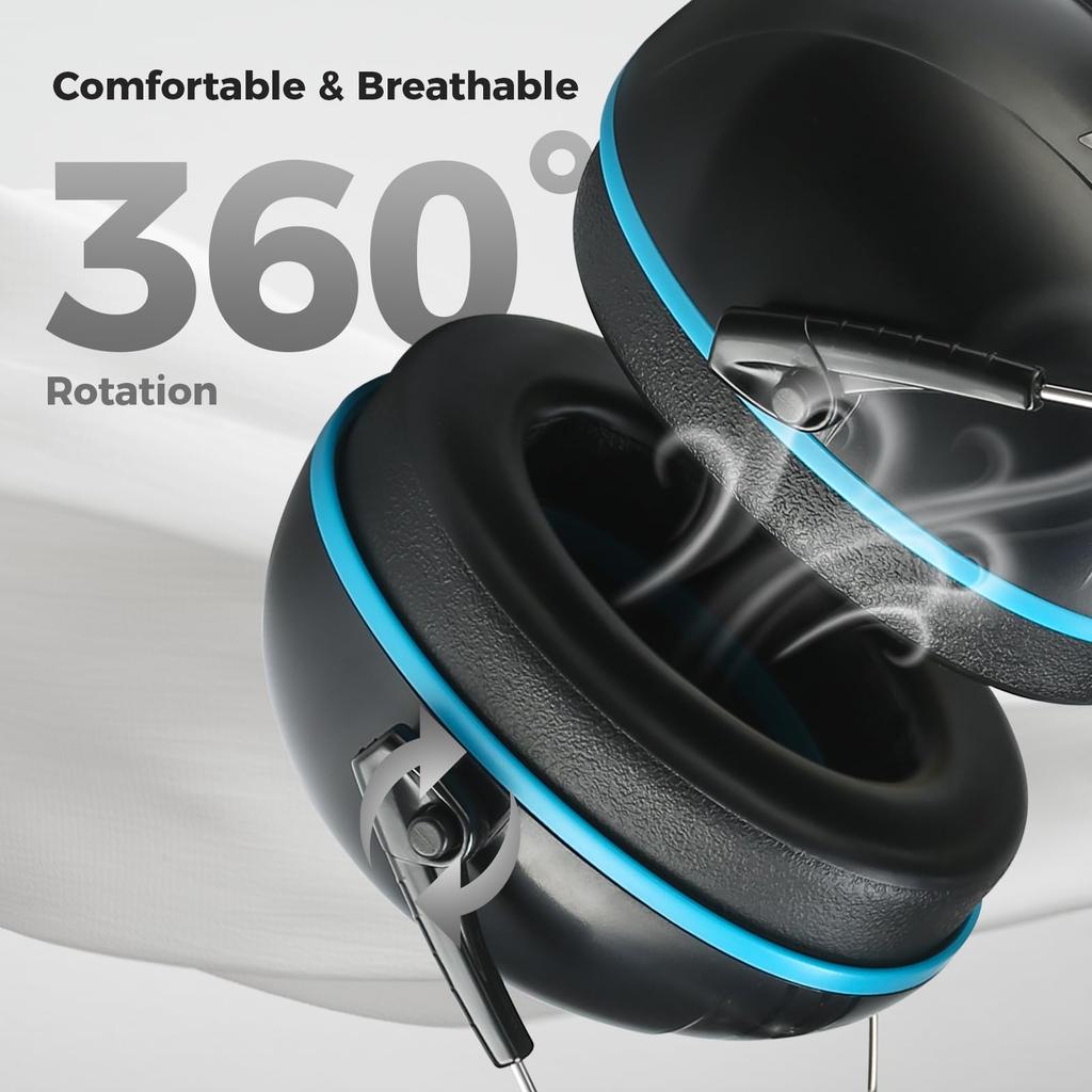 ProCase Safety Earmuffs for Kids and Hearing Protection Headphones with Adjustable Headband Noise-Blocking Adults, Sound-Isolating, - Blue/Black