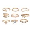 Exclusive For Fashionable Love Leaf Flash Diamond Combination 9-Piece Ring Set