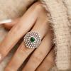Anello da Donna Huitan Scintillante Intarsiato con Zirconia Cubica Verde Design Vuoto Moda Matrimonio Elegante Accessori da Donna Gioiello Regalo
