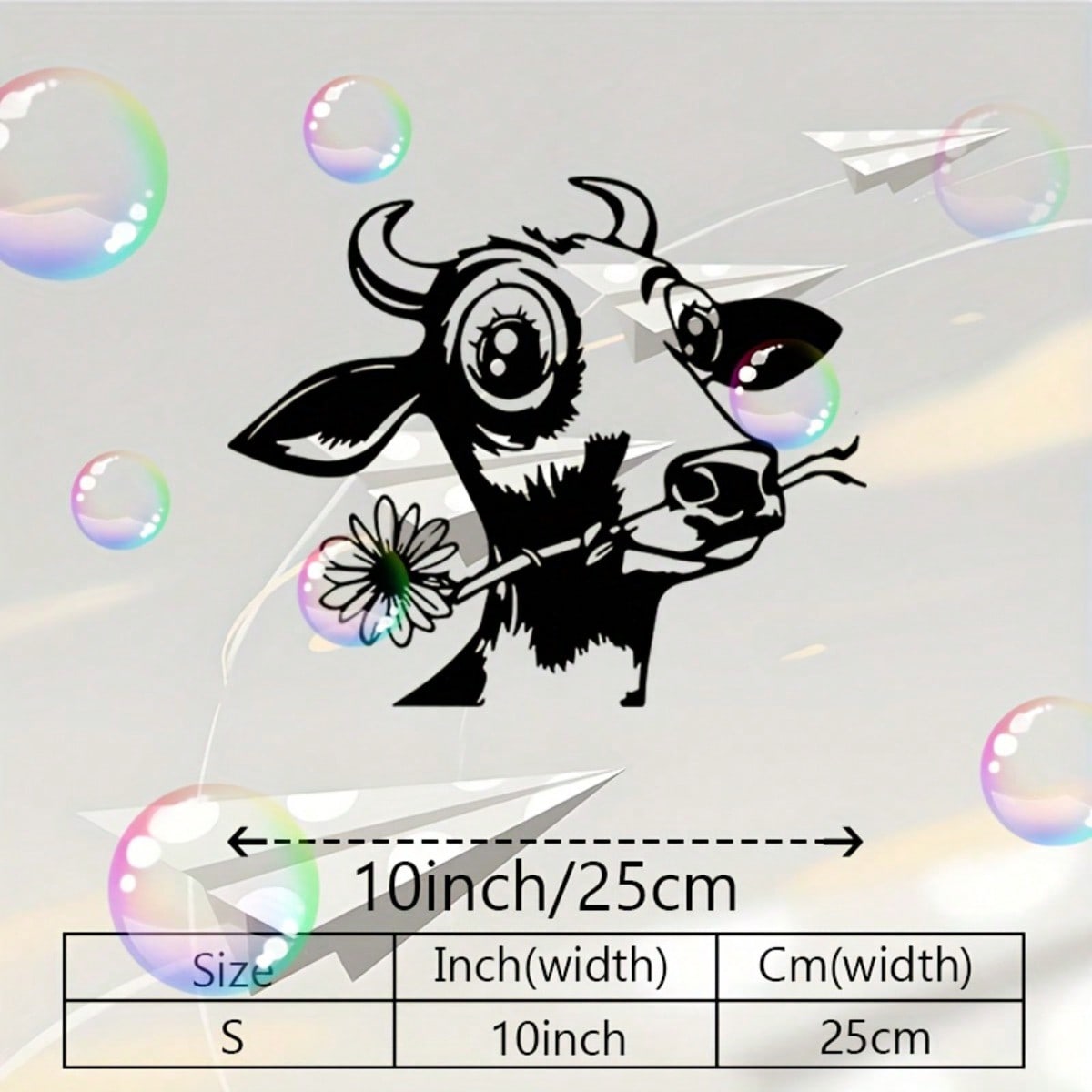 

1PC 2D Flat Floral Cow Metal Wall Art Black Silhouette Plaque Farmhouse Decor for Living Room Bedroom Kitchen різнокольоровий