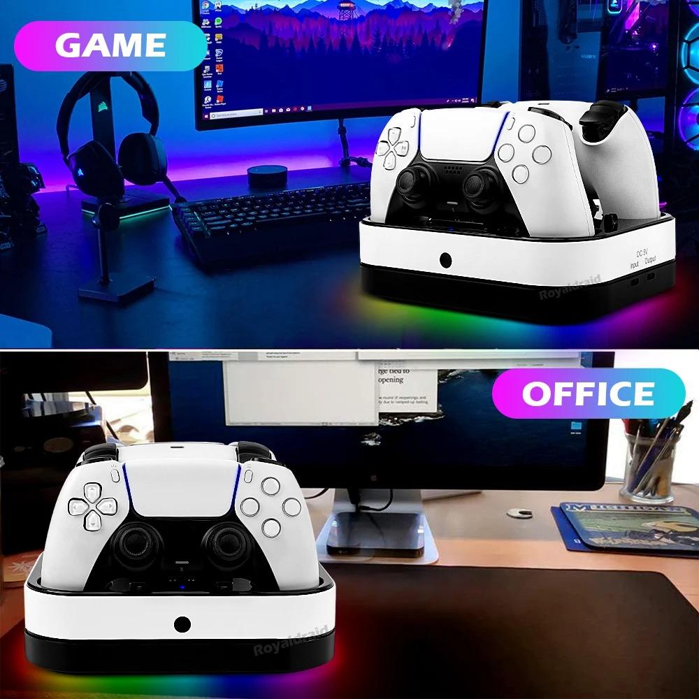 For PS5 Controller Dual Charging Base RGB Fast Charging Station for PS5 Dual Wireless Gamepad Handle Charger Stand