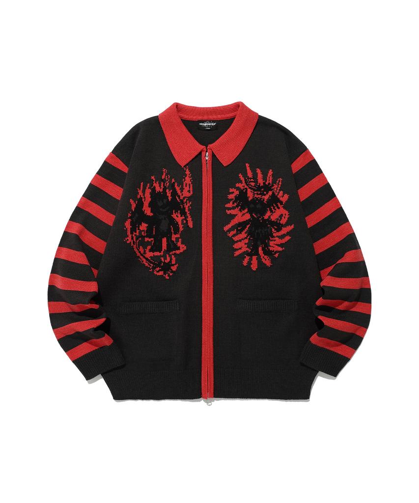 NICEGHOSTCLUB Crayon Angel&Devil Zip Polo Knit_Black(Ng2Esuk680A)