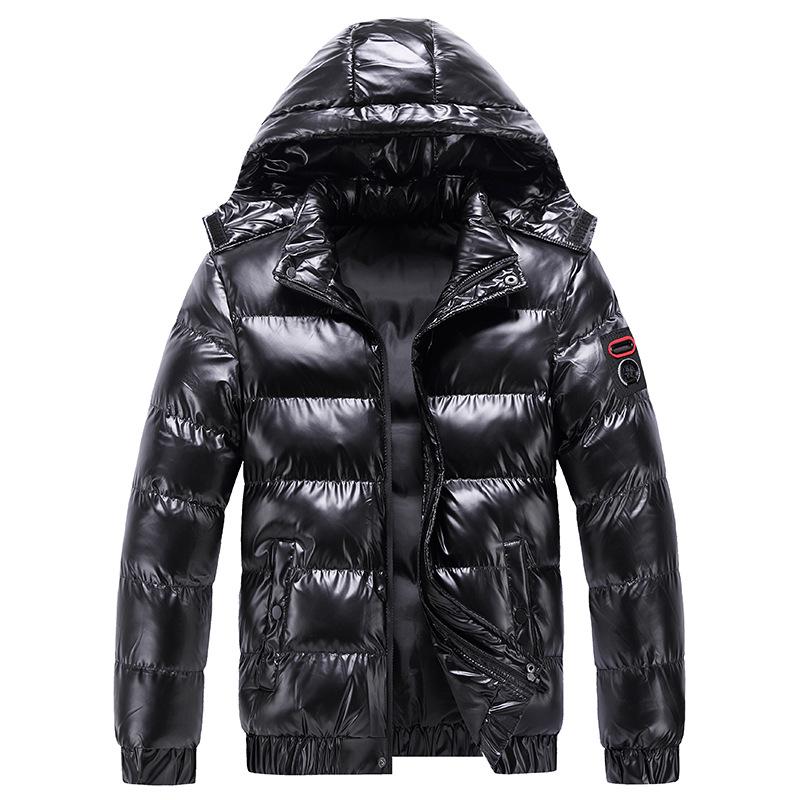Men`s Winter Shiny Hooded Cotton Jacket