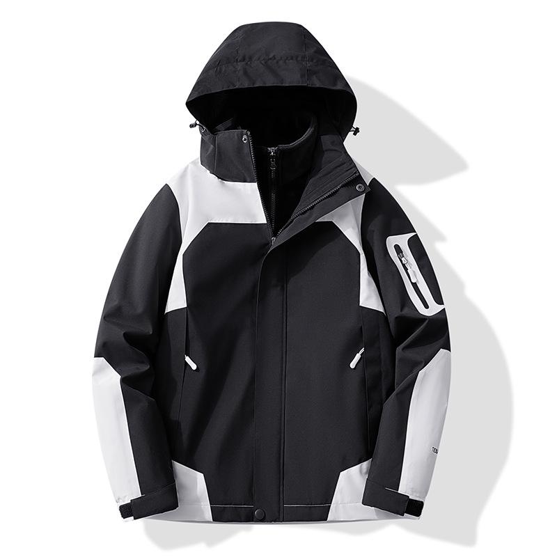 Waterproof 3-in-1 Hooded Mountaineering Jacket for Couples: Men & Women’s Winter Outdoor Windbreaker