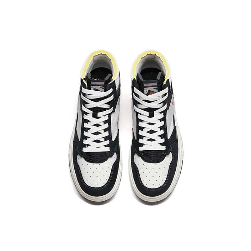 Anta Slip Resistant Shock Absorbers With Abrasion Resistant Properties Mid Top Skateboard Shoes Men's Black White Gray Sneakers 112218052-2