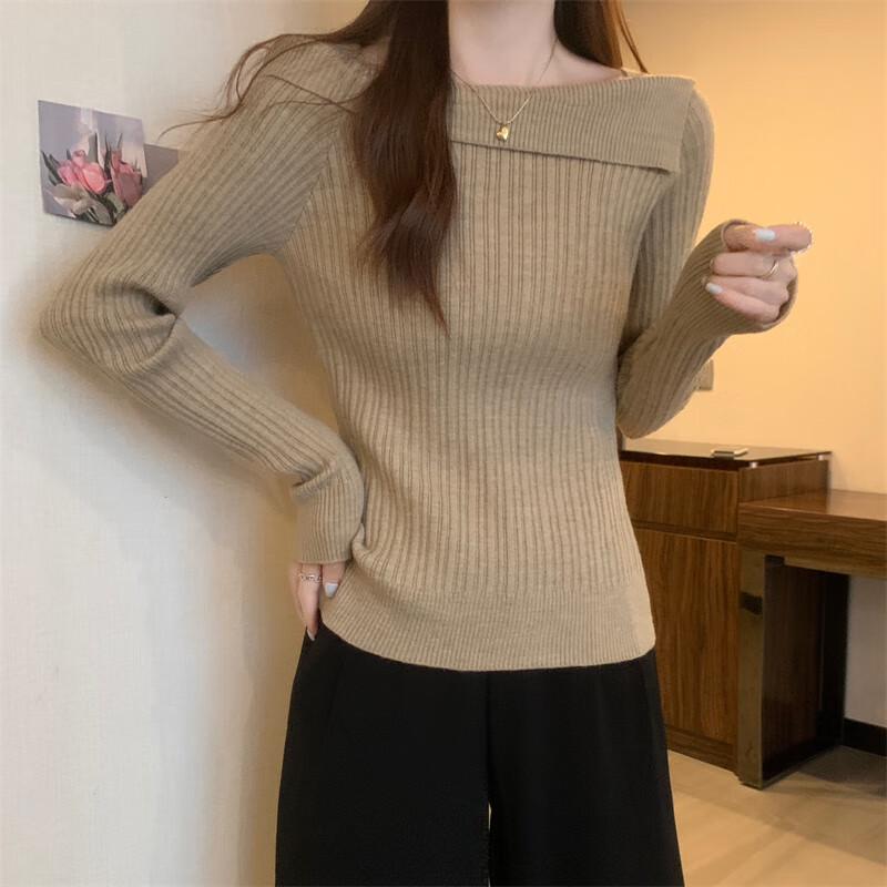 Women's French Style Knitted Long Sleeve Sweater Top