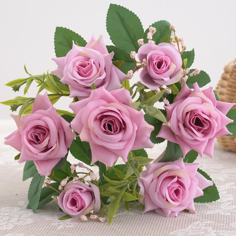 Create a Beautiful Home Decor with Our 7 Heads Silk Rose Flower Arrangement