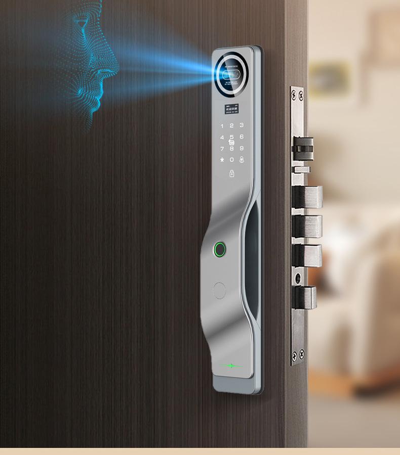 SmartLock with Face Recognition, Real-Time Monitoring, Mobile Remote Access, Graffiti-Proof Design, Tuya App, Password & Fingerprint Unlock.