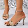 Fashion 2025  Summer New French High-end Buckle Stiletto Shoes Women's Open Toe Open Heel Pointed Comfortable Slippers