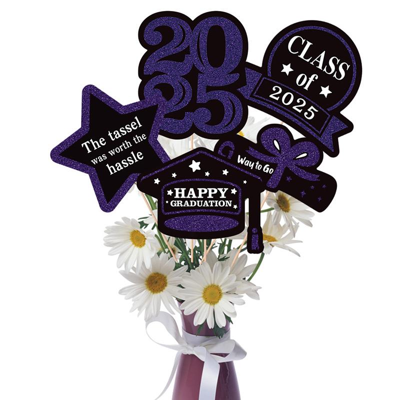 Paper Cupcake Toppers Class Of 2025 Graduation Decorations 2025 Grad Centerpiece Sticks Graduation Party Table Topper Decoration