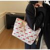 Cherry Print Denim Handbag - High-Quality, Large Capacity Commute Tote Shoulder Bag, 2025 Fashion.
