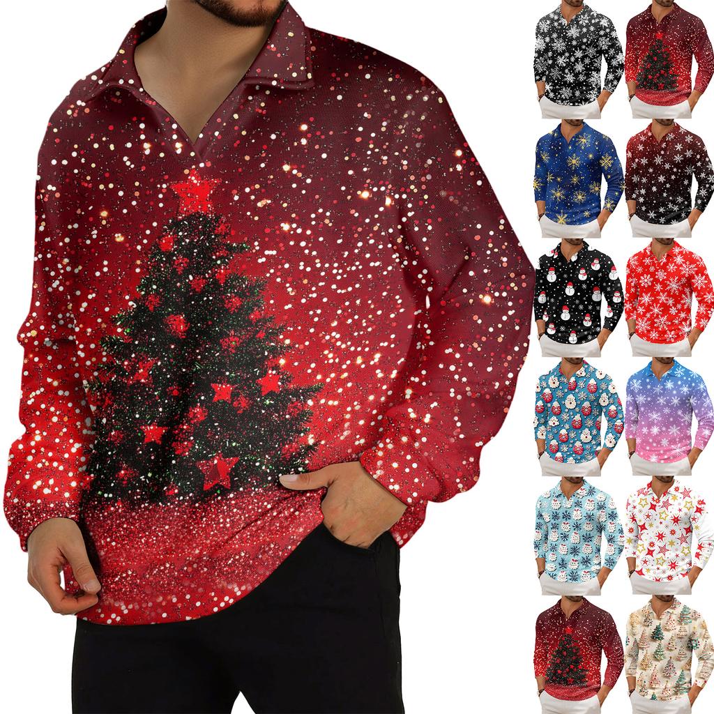 Men's Casual Collared Long-Sleeve Knit Base Layer Top