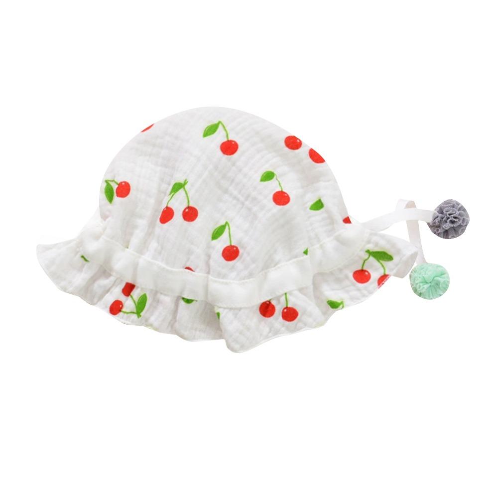 

Sunshade Kids Bucket Hat Sun Protection Boys Girls Panama Basin Cap For Spring Summer Autumn Cherry