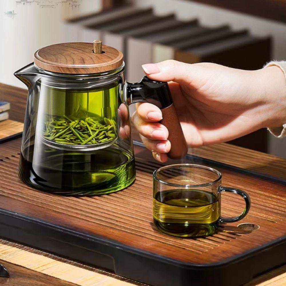 Heat Resistant Tea separation Glass Teapot 650ML One-button Filtering Teapot  Loose Tea