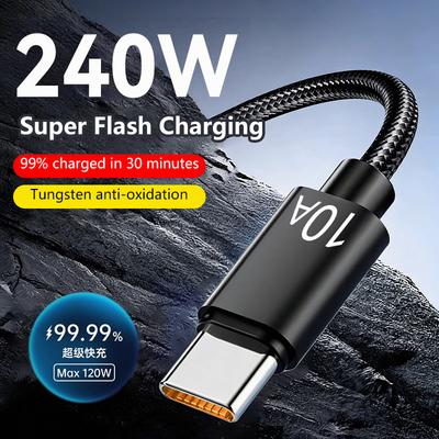 240W 10A USB To Type C Super Fast Charging Cable USB C Data Transfer Charge Cord 1/3m for Xiaomi Huawei Vivo OPPO