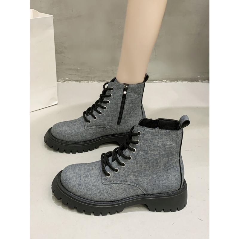 

Осень новые маленькие короткие ботинки женские осень новые маленькие на толстой подошве повседневные универсальные ботинки Мартина на шнуровке 43 серый