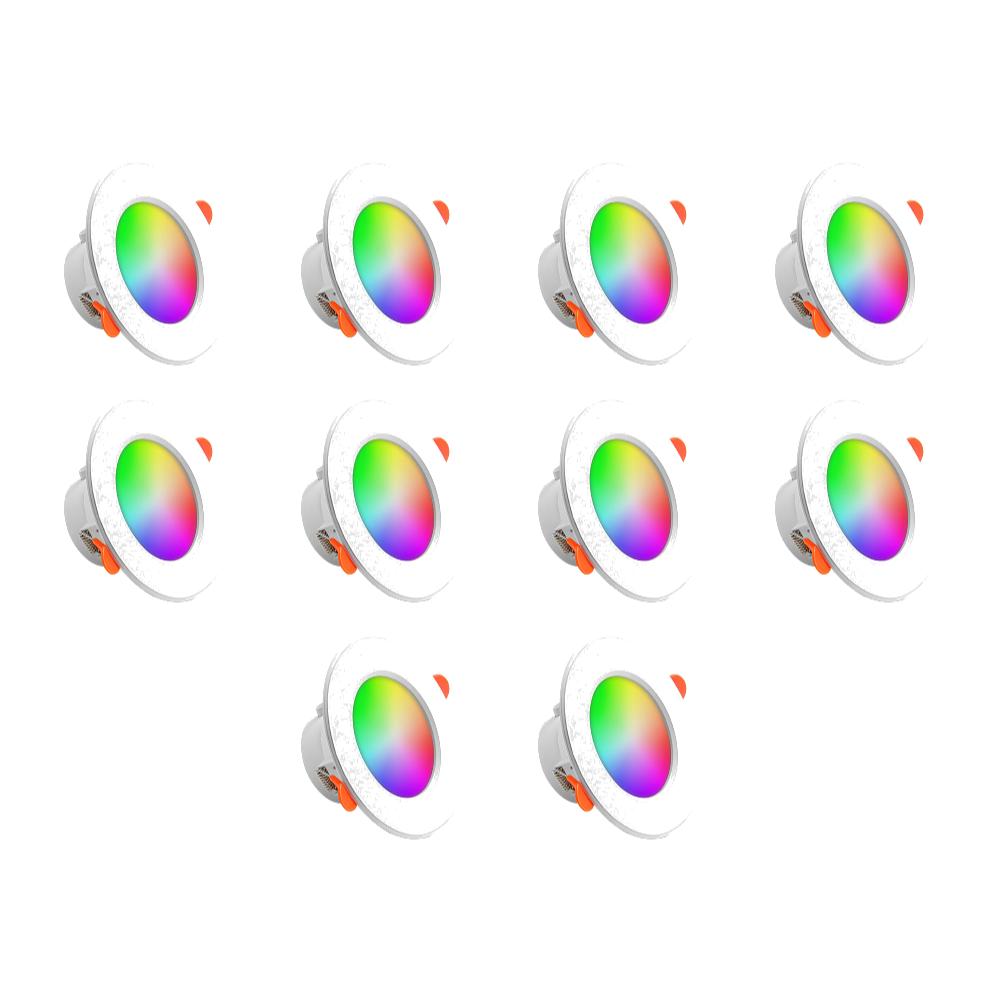 10W Smart LED Downlight Bluetooth-Compatible RGB Smart Spotlight Dimmable Recessed Ceiling Lamp for Living Room Bedroom Decor