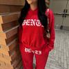 TikTok Y2K Streetwear Rhinestone Hoodie Sweatpants Set Womens Casual Tracksuits Fall Winter