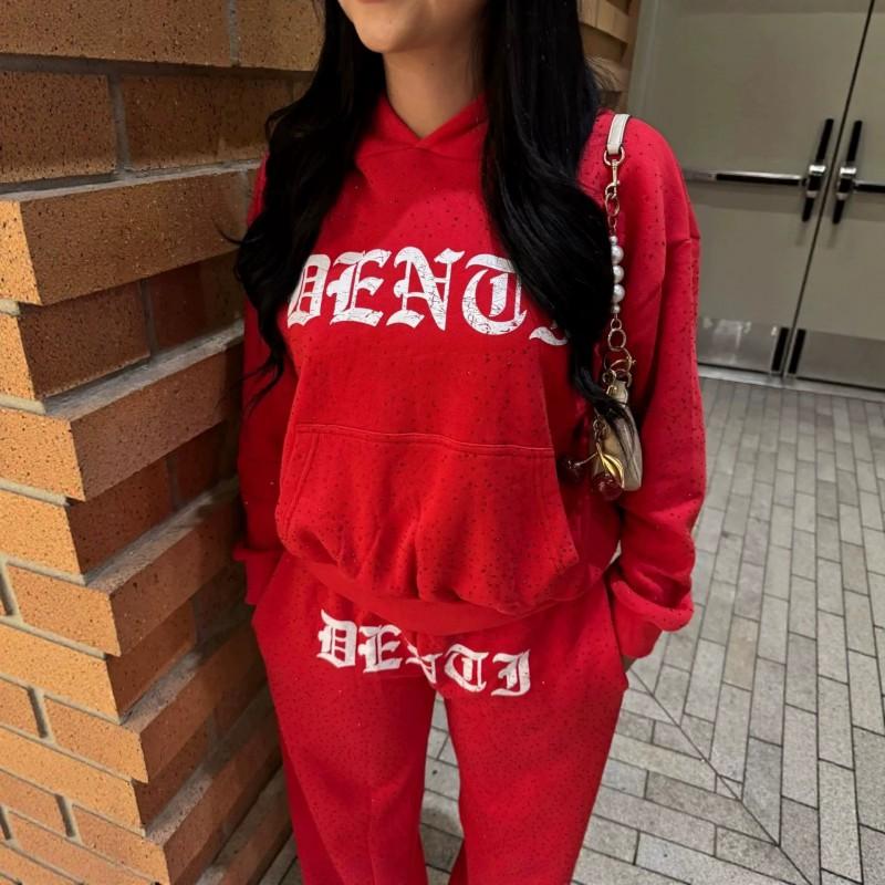 TikTok Y2K Streetwear Rhinestone Hoodie Sweatpants Set Womens Casual Tracksuits Fall Winter
