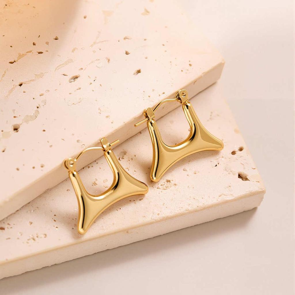 Raffinate Ear Cuff in Acciaio Titanio Oro 18k per Donna