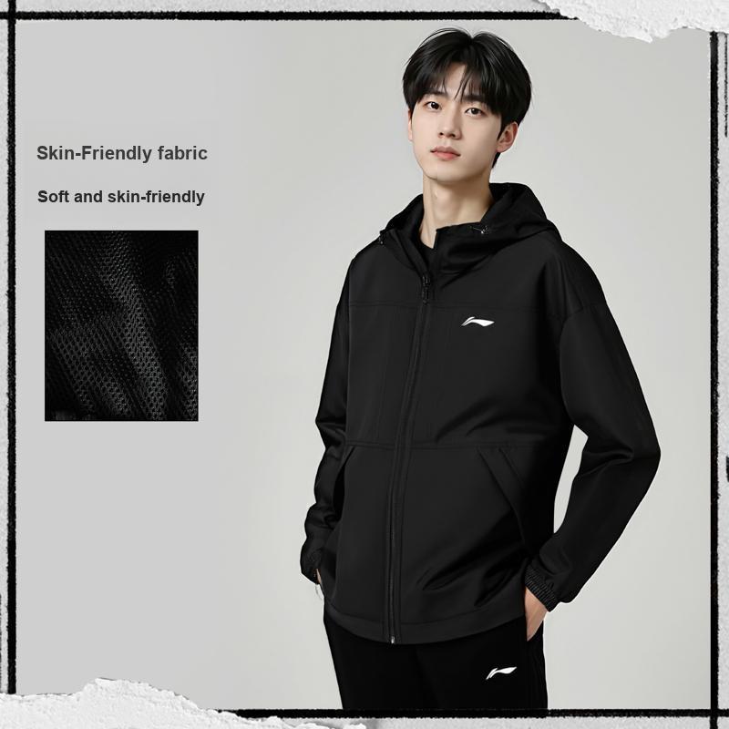 Li-Ning Pánská volná větrovka s kapucí s logem v jednobarevné variantě AFDVH99-1