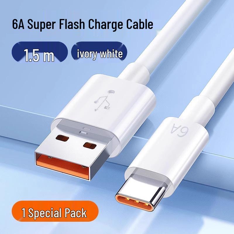 120W Super Fast Charging Type-C Cable for Huawei 6A, Oppo, Honor, Vivo, and Android Universal.