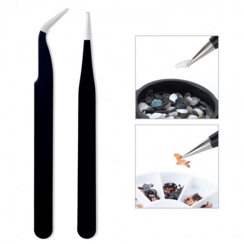 Nail tweezers 2-piece set, self-nail care gel nail stickers 2-piece nail tweezers set