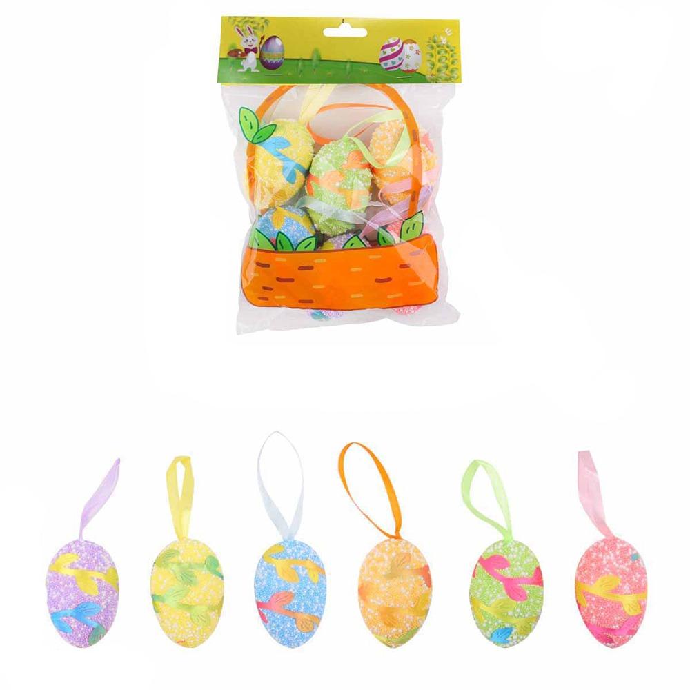 6Pcs/set Colorful Painting Easter Egg Tree Branch Foam Revival Egg Decoration  for Easter Decoration