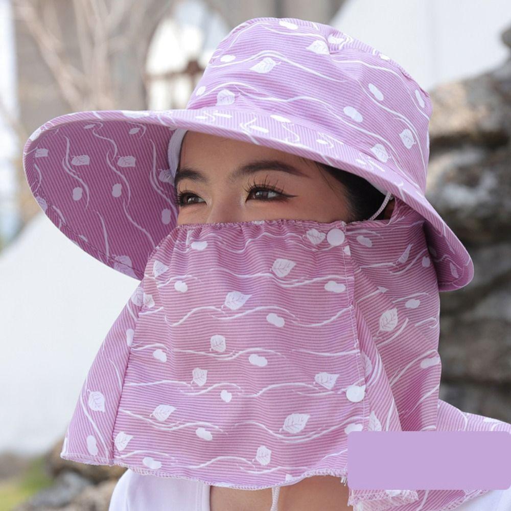 Sun Protection Cover Face Cap Neckline Mask Tea Picking Hat Portable Sunscreen Bucket Hat  Riding