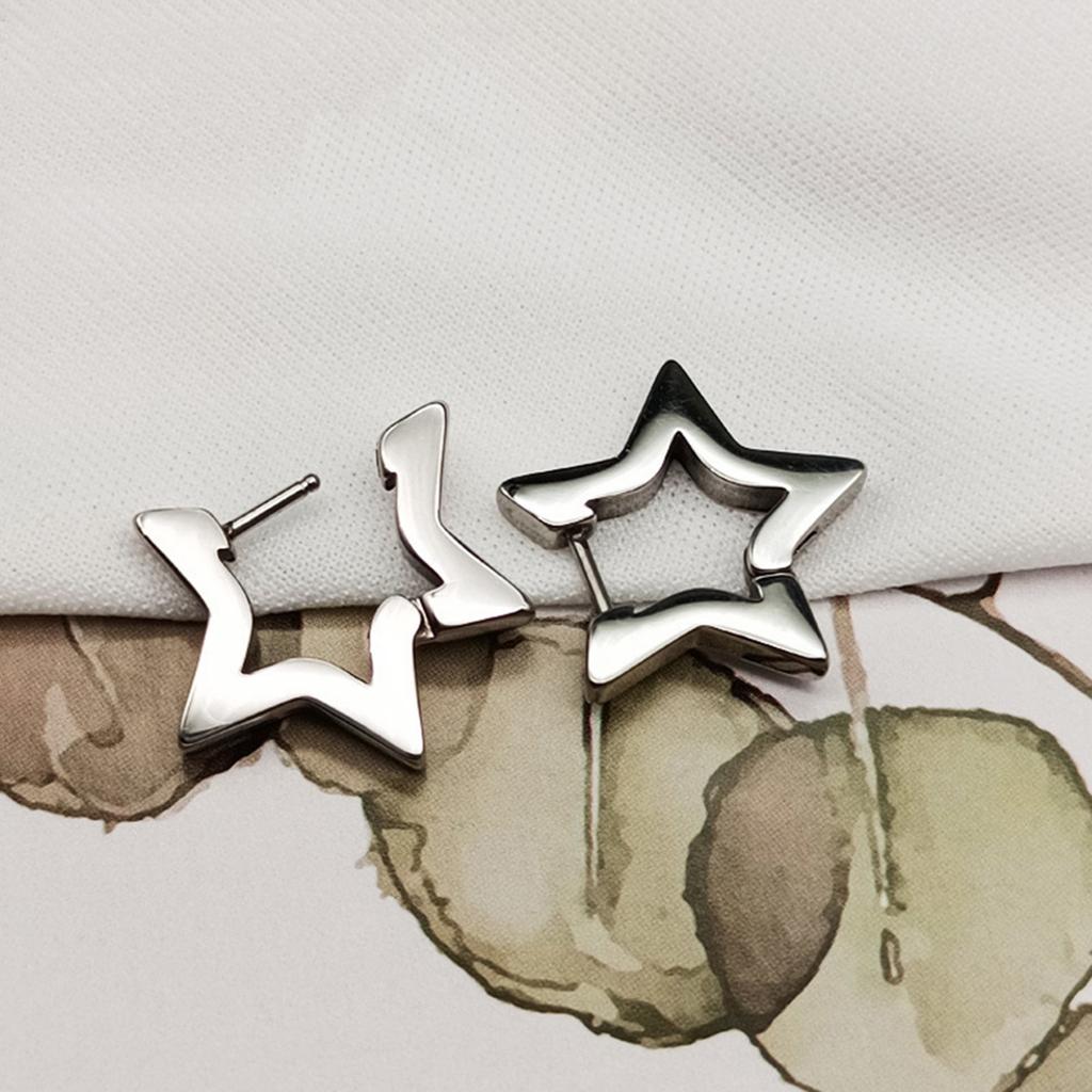 Sweet Cool Pentagram Star Hoop Earrings Fashion Geometry Piercing Earrings Jewelry Minimalist Small Stud Earrings Gift