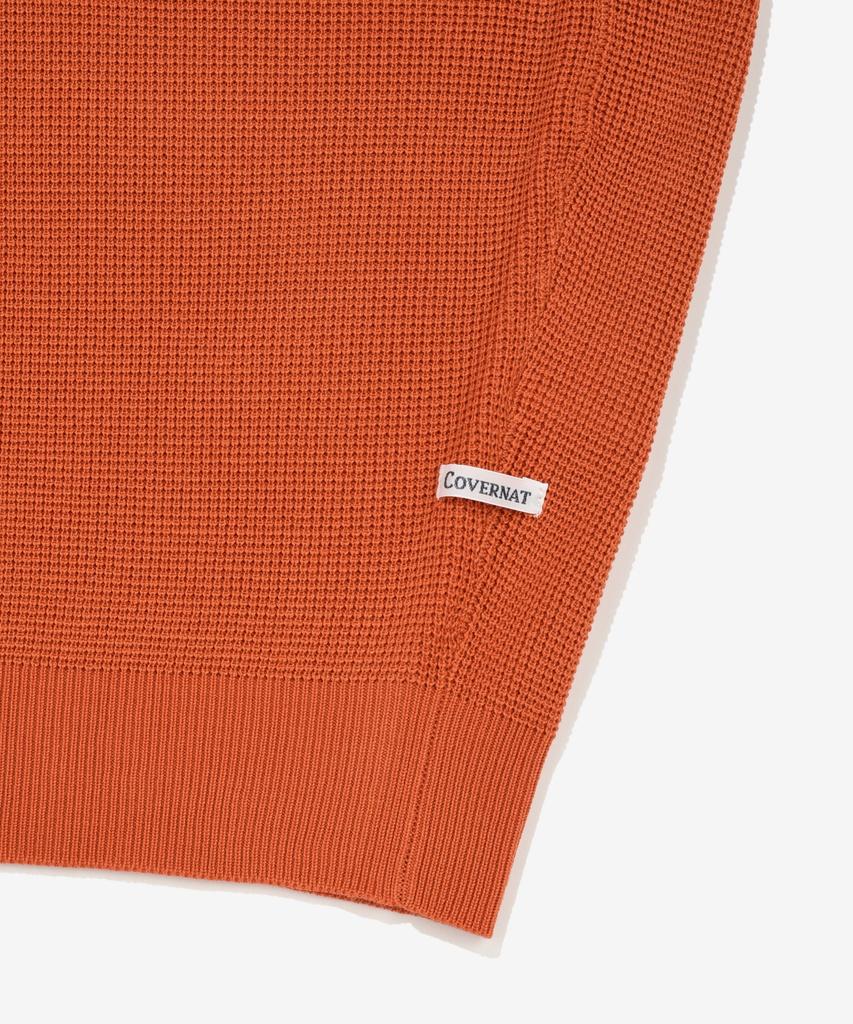 COVERNAT Open Collar Half Knit Orange
