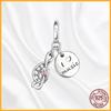 Authentic Fine Elegant Copper Dangle Charm Love Heart Sun and Moon Fits Genuine Bracelets Bead Pendants Jewellery