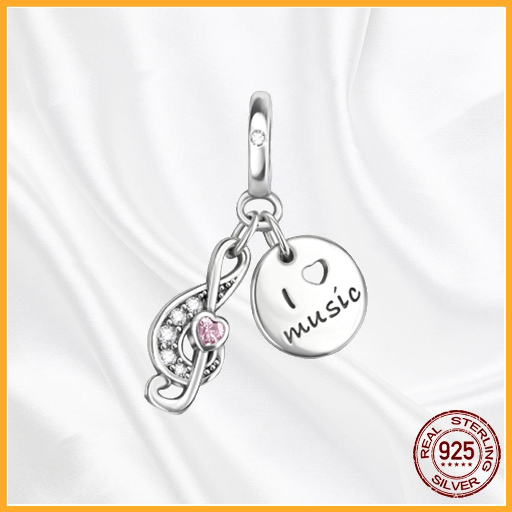 Authentic Fine Elegant Copper Dangle Charm Love Heart Sun and Moon Fits Genuine Bracelets Bead Pendants Jewellery