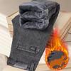 Winter Warm Jeans Men's Slim Straight Elastic Denim Pants Casual Male Clothing Fashion Plush Trousers New Hot Sale Fashion Jeans