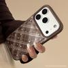 Warm Brown Diamond Grid Star for Apple 17 Phone Case for IPhone 16 Promax Leather 15 for 13 Retro 11 Anti Drop