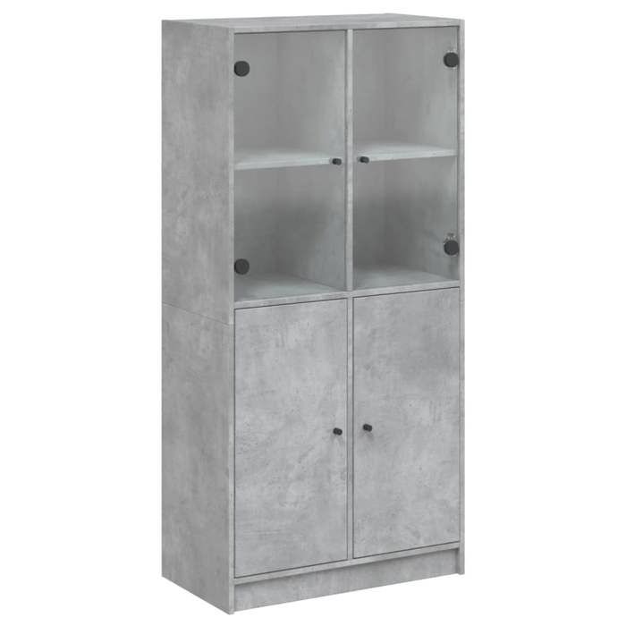 VidaXL Buffet haut avec portes gris béton 68x37x142 cm bois ingénierie, armoire latérale, armoire de rangement haute, 3295867